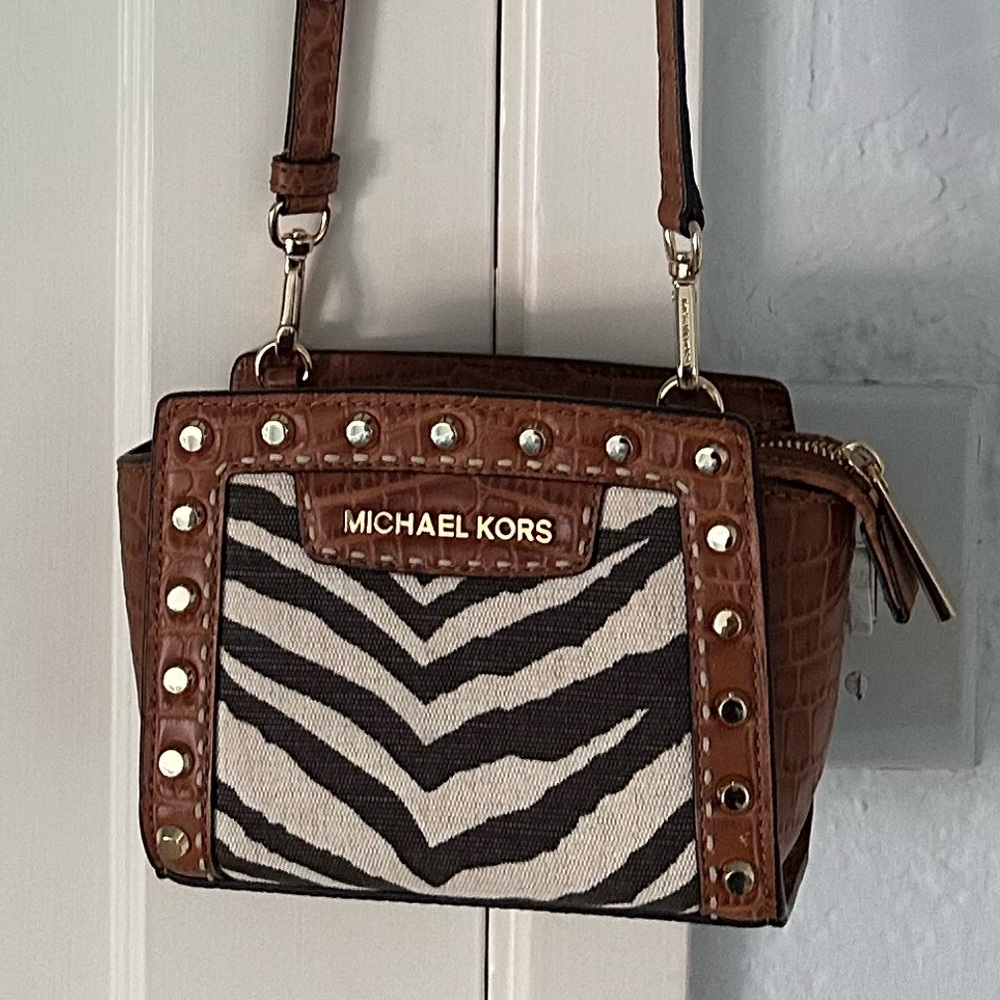 NWT Michael Kors Selma Pick Stitch Mini Messenger Bag